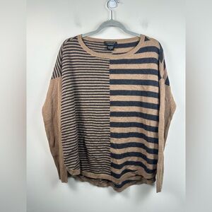 Lord & Taylor Tan and Black Striped Sweater